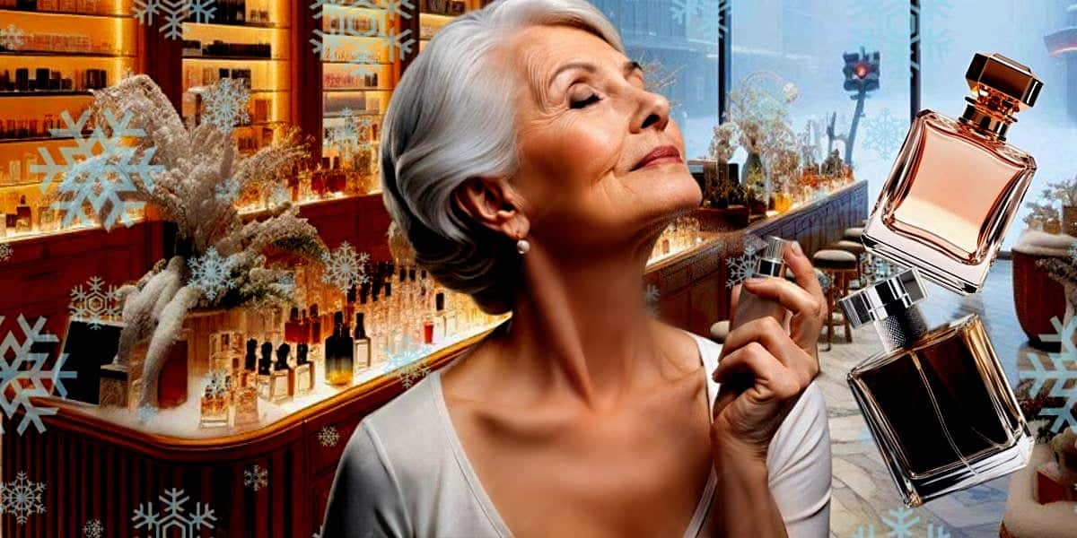 4 perfumes ideais para idosas usarem no inverno (Foto Reprodução/Lennita/Montagem/Freepik/Pinterest)