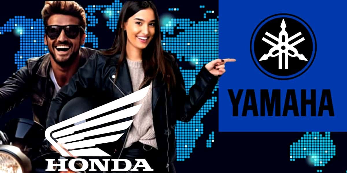Ilustração motociclistas/Logos da Honda e Yamaha (Foto Reprodução/Montagem/Lennita/TV Foco/Canva/GMN)
