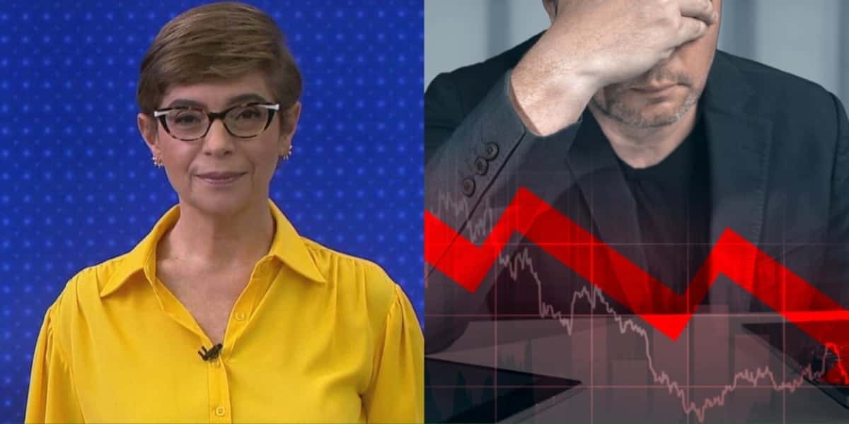 Renata Lo Prete no Jornal da Globo/ Imagem de falência - Montagem: TVFOCO