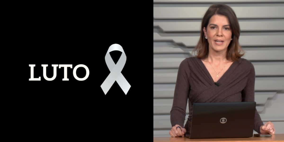 Imagem de luto e Mariana Gross, substituta de Ana Paula Araújo, no Bom Dia Brasil (Fotos: Reproduções / Canva / Globo)