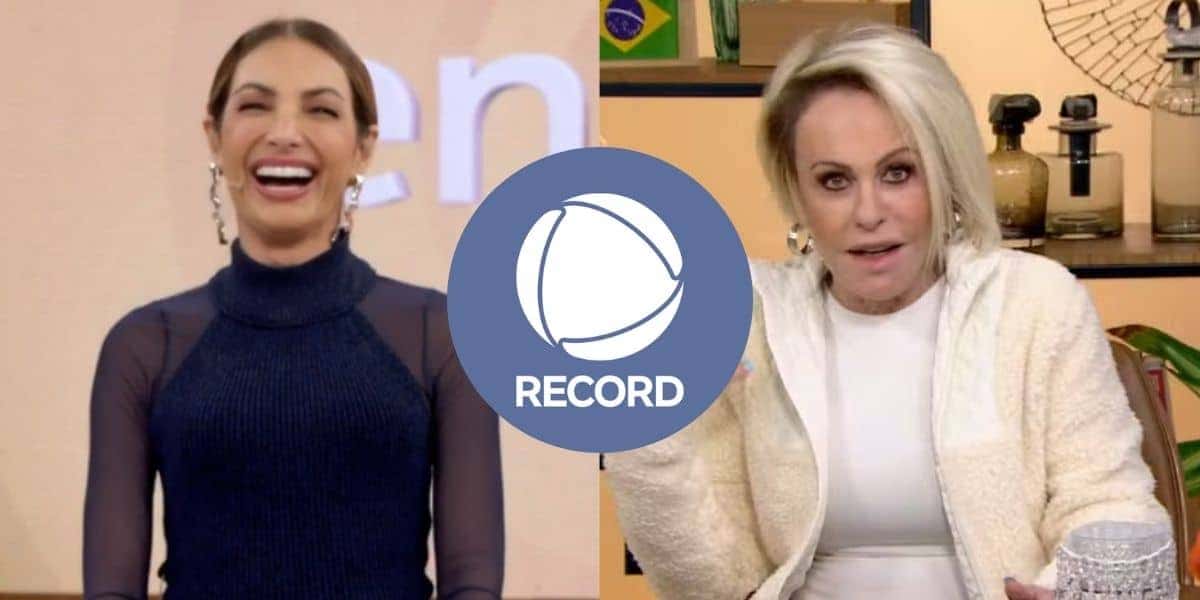 Patrícia Poeta no Encontro, logo Record e Ana Maria no Mais Você (Fotos: Reproduções / Globo / Record)