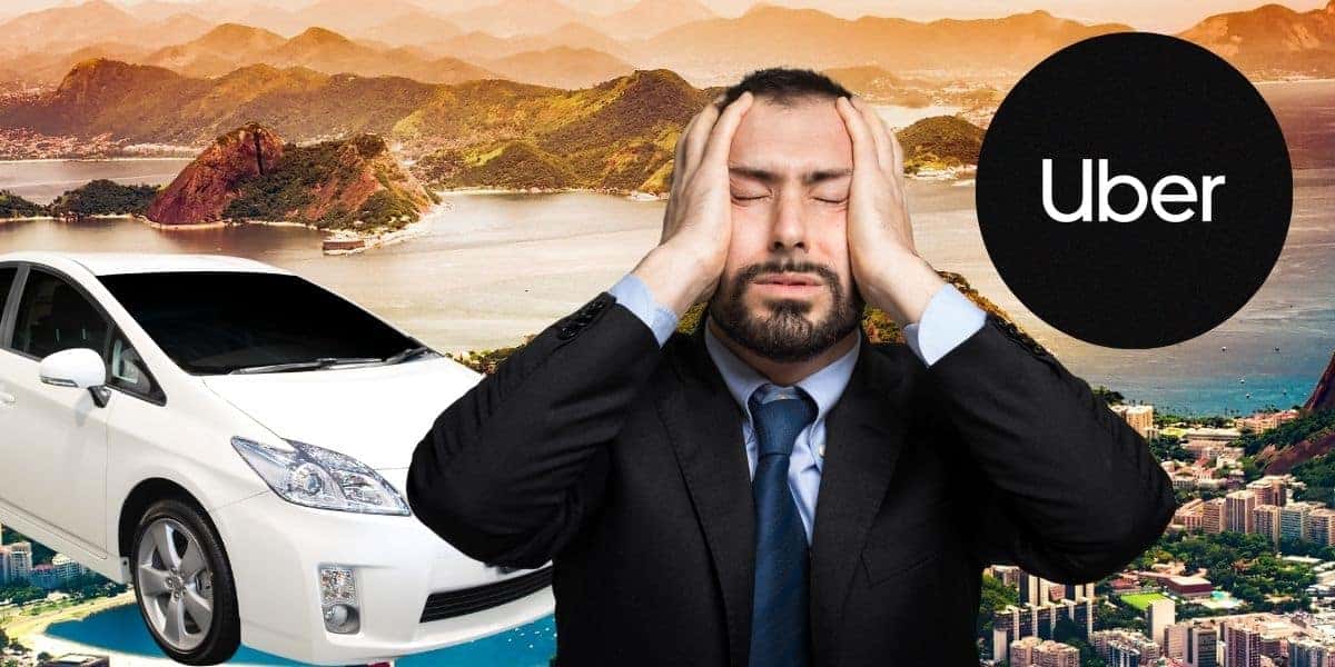 Rio de Janeiro, carro, homem desesperado e logo Uber (Fotos: Reproduções / Canva. / Internet)