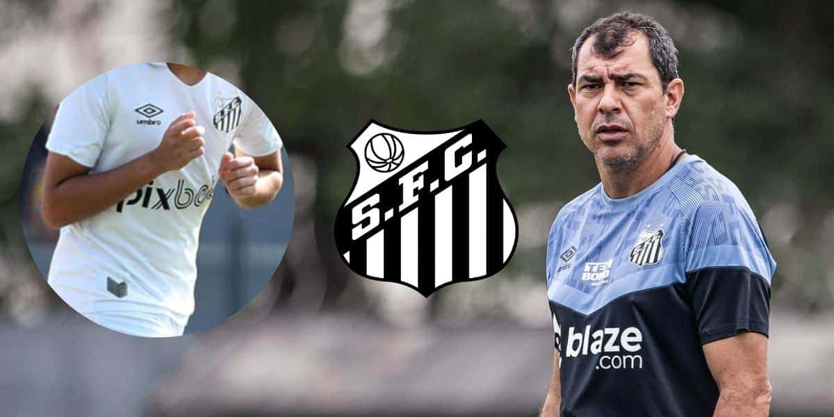 Jogador do Santos e Carille (Foto: Reprodução / SFC)