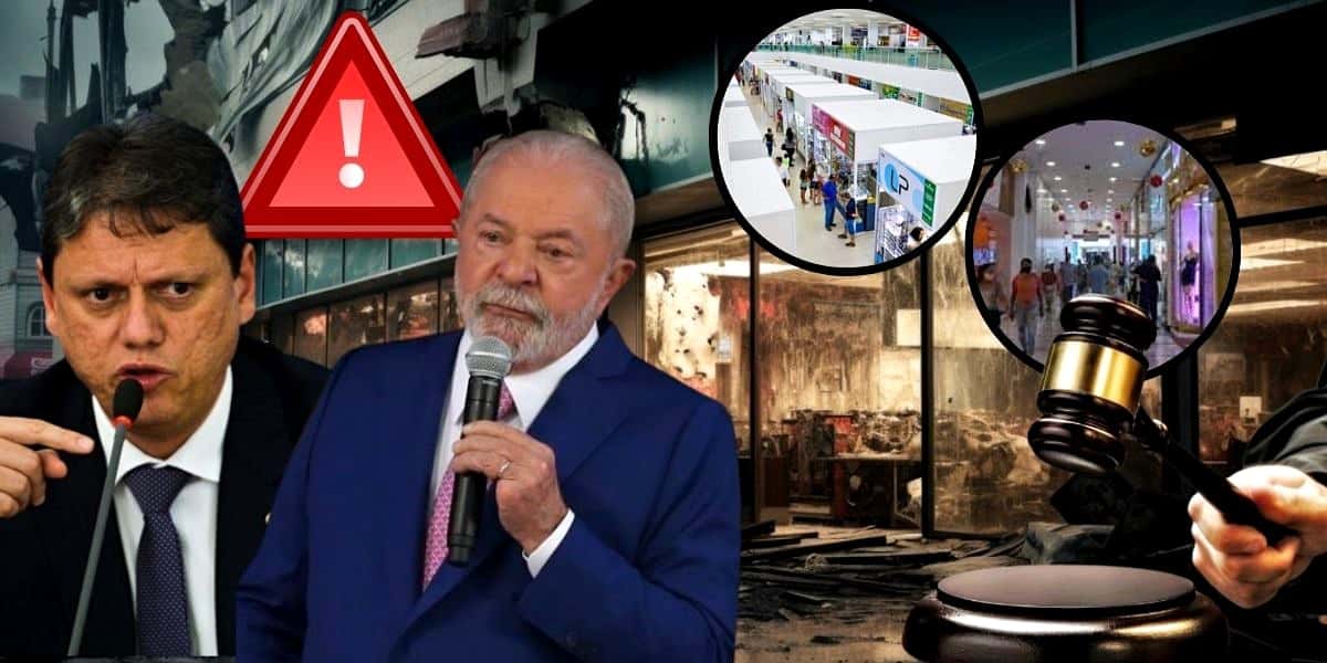 2 grandes shoppings brasileiros, sendo um em SP, estão sendo demolidos e tanto Lula como Tarcísio de Freitas estão cientes ( Foto Reprodução/Montagem/Lennita/Tv Foco/Canva/Logo.Net/Freepik/ Marcello Casal Jr/ Agência Brasil/José Cruz/Agência Brasil)