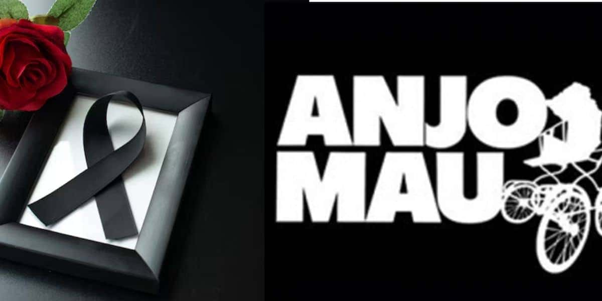 Imagem de luto / Logo de Anjo Mau - Montagem: TVFOCO