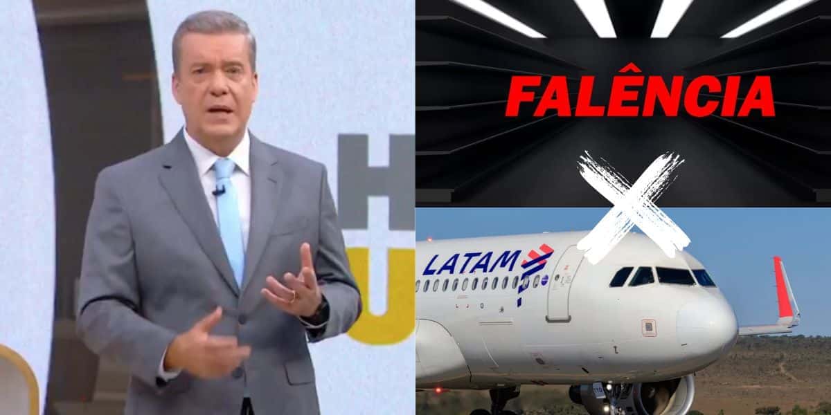 Roberto Kovalick no Hora 1, imagem ilustrativa de falência e Latam (Fotos: Reproduções / Globo / TV Foco / Divulgação)