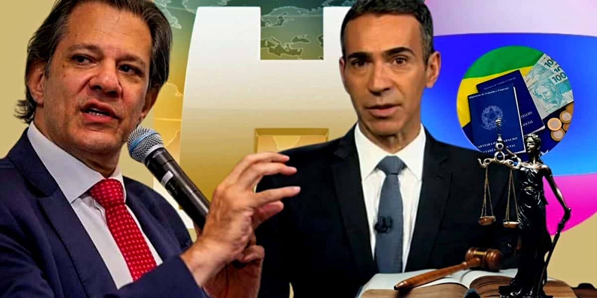 César Tralli anunciou novo aumento no salário mínimo, em meio a edição do Jornal Hoje, na Globo, após decreto de Haddad (Foto Reprodução/Montagem/Tv Foco/Canva/iogo Zacarias/MF/Globo)