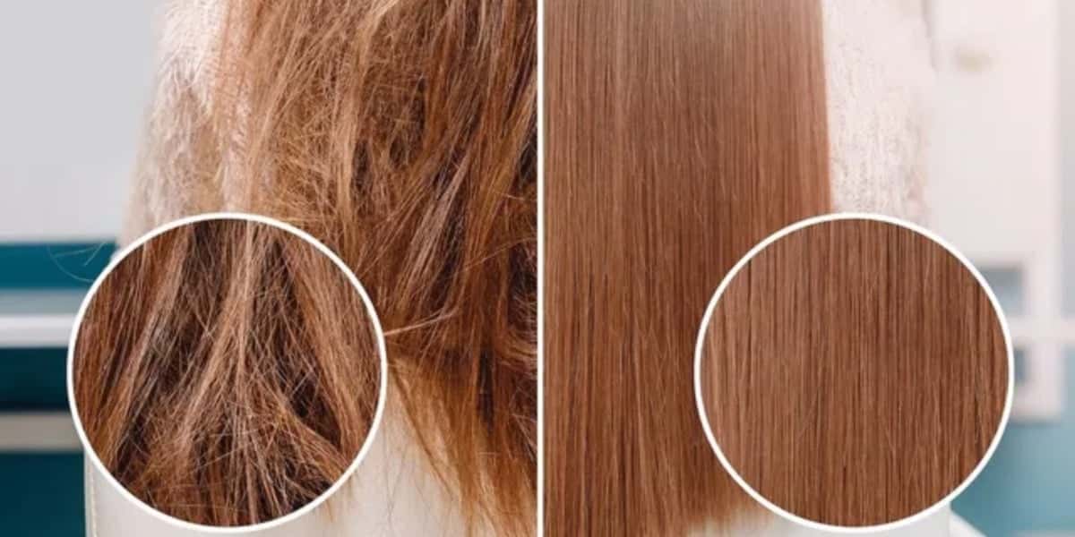 Mulher com o cabelo antes e depois do botox capilar natural (Foto: Reprodução/ Internet)