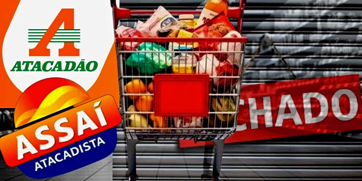 3 supermercados brasileiros, rivais do Assaí e Atacadão, se despediram após fechar lojas e passar por situações desafiadoras (Foto Reprodução/Montagem/Lennita/Tv Foco/Canva/Assaí/Atacadão)