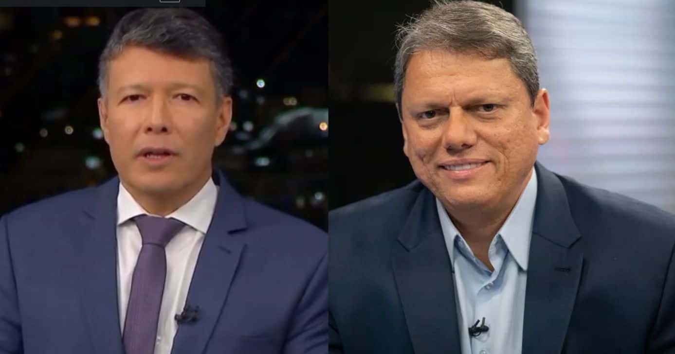 Cesar Menezes no SPTV e Tarcísio de Freitas (Fotos: Reproduções /. Globo / G1)