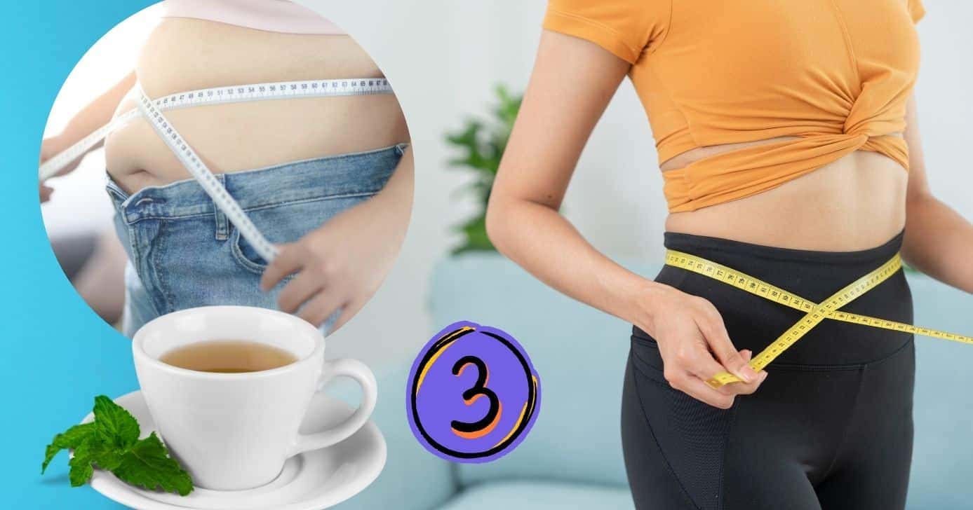 Chá natural e mulher querendo emagrecer (Foto: Reprodução / Canva / Montagem TV Foco)