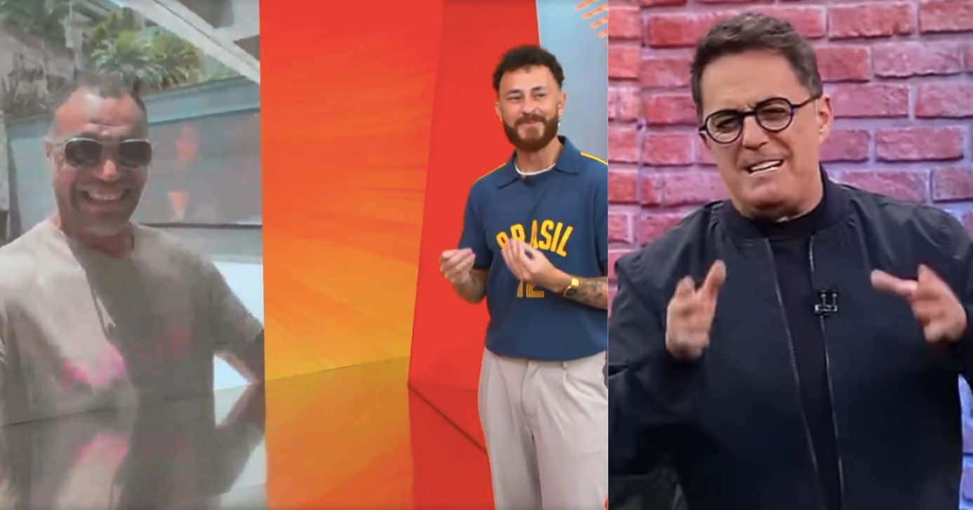 Denílson e Bruno Fred no Globo Esporte e Fernandinho Fernandes no Os Donos da Bola (Fotos: Reproduções / Globo / Band)