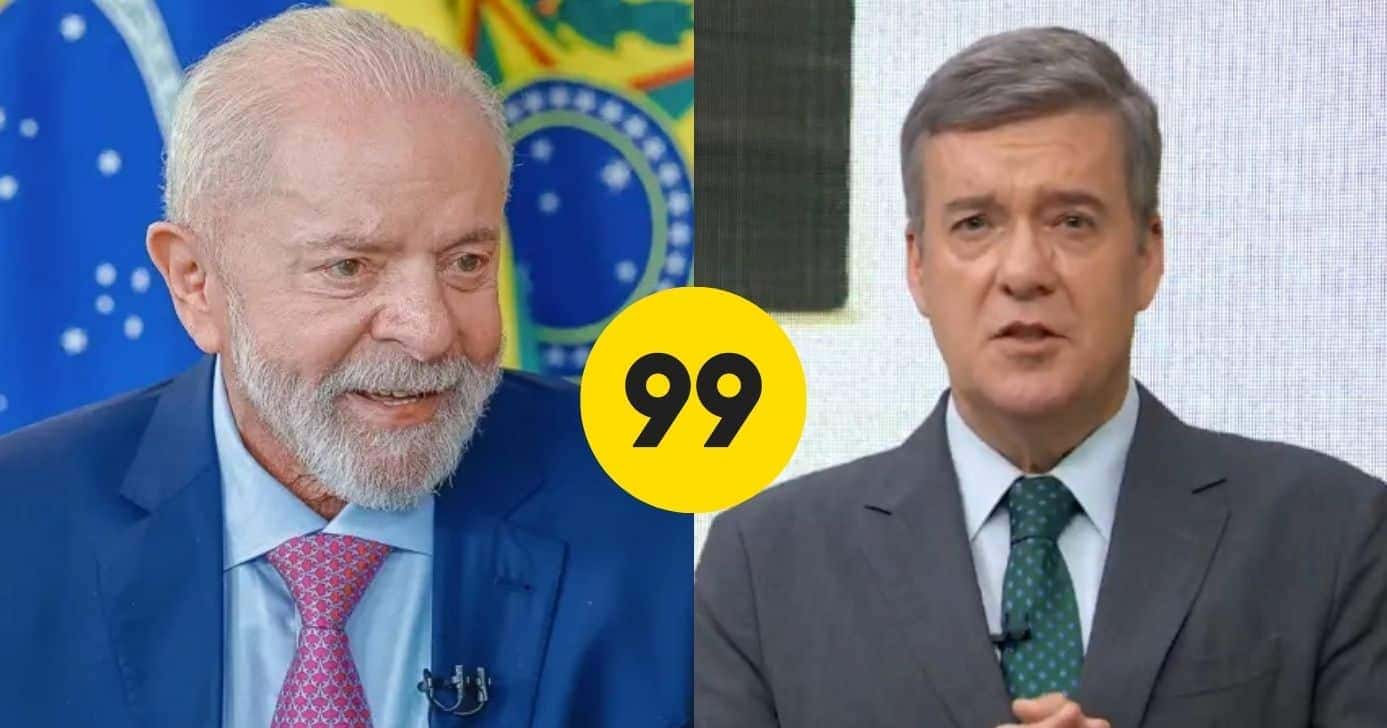 Luiz Inácio Lula da Silva, logo 99 e Roberto Kovalick no Jornal Hoje (Fotos: Reproduções / Ricardo Stuckert / Internet / Globo)