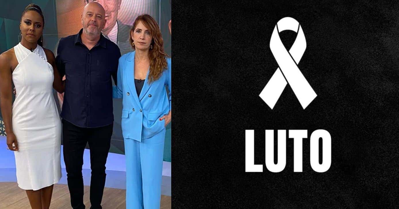 Maju Coutinho, Alex Escobar e Maju Coutinho no Fantástico, e imagem de luto (Fotos: Reproduções / Instagram / Canva)