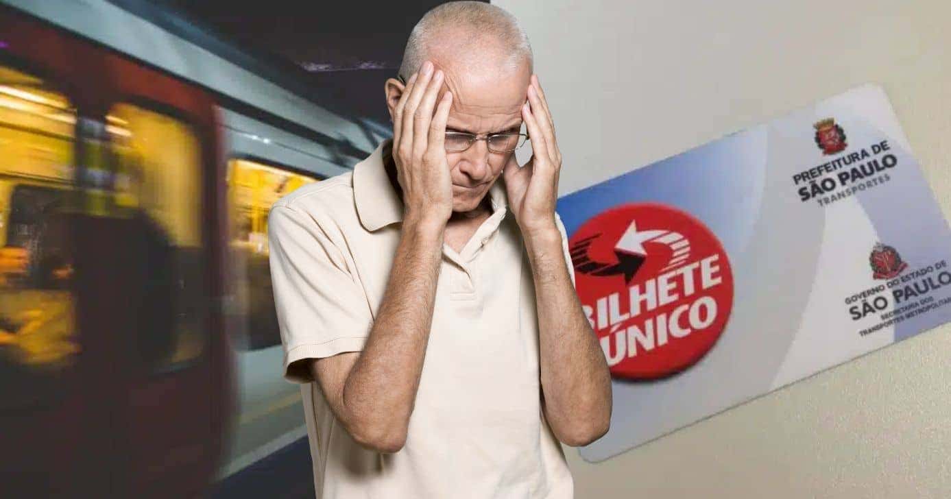 Metrô, idoso preocupado e Bilhete Único (Fotos: Reproduções / Canva / Internet)