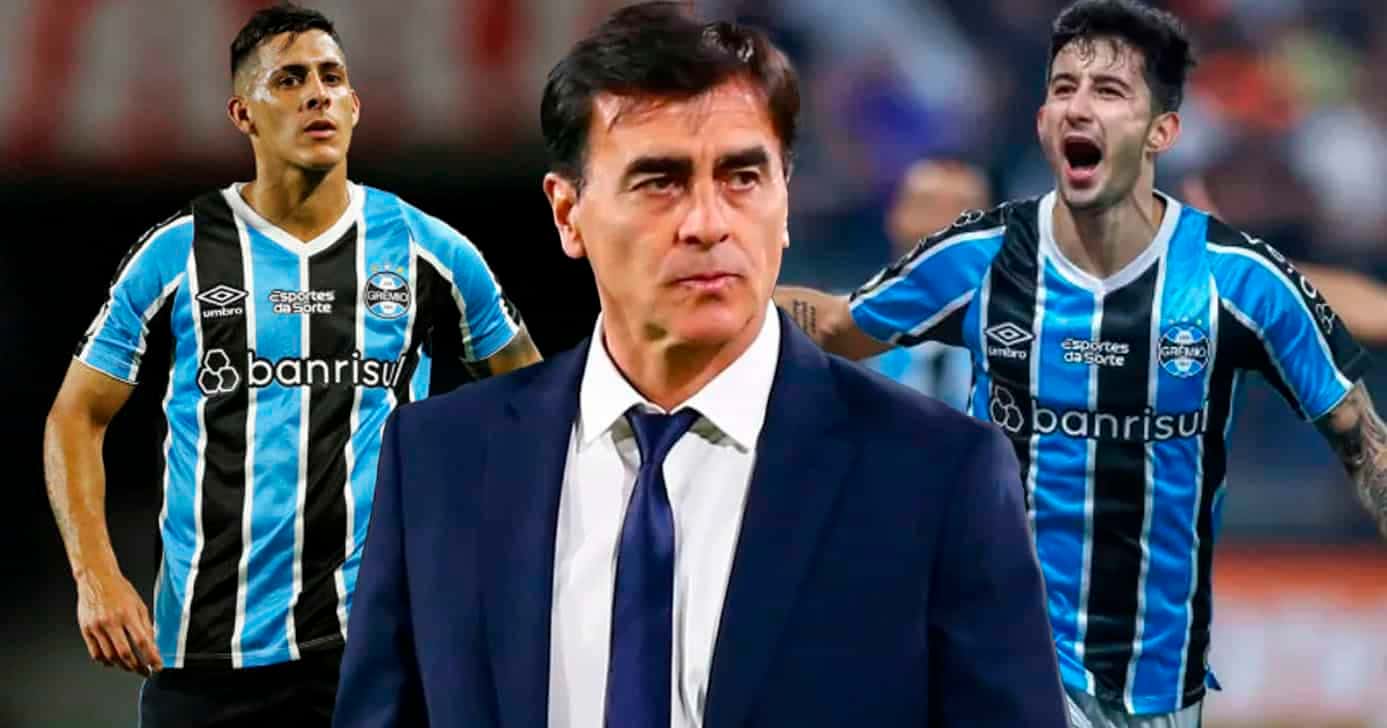 Villasanti (Foto: Lucas Uebel/Grêmio FBPA), Pavón (Photo by Heuler Andrey/Getty Images) e Quinteros (Foto: Reprodução / Twitter)