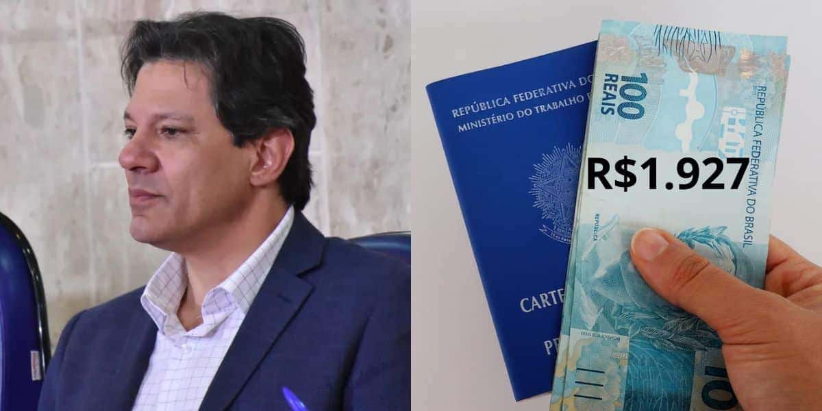 Haddad ciente de um salário mínimo de R$1.927 (Reprodução: Roberto Casimiro)