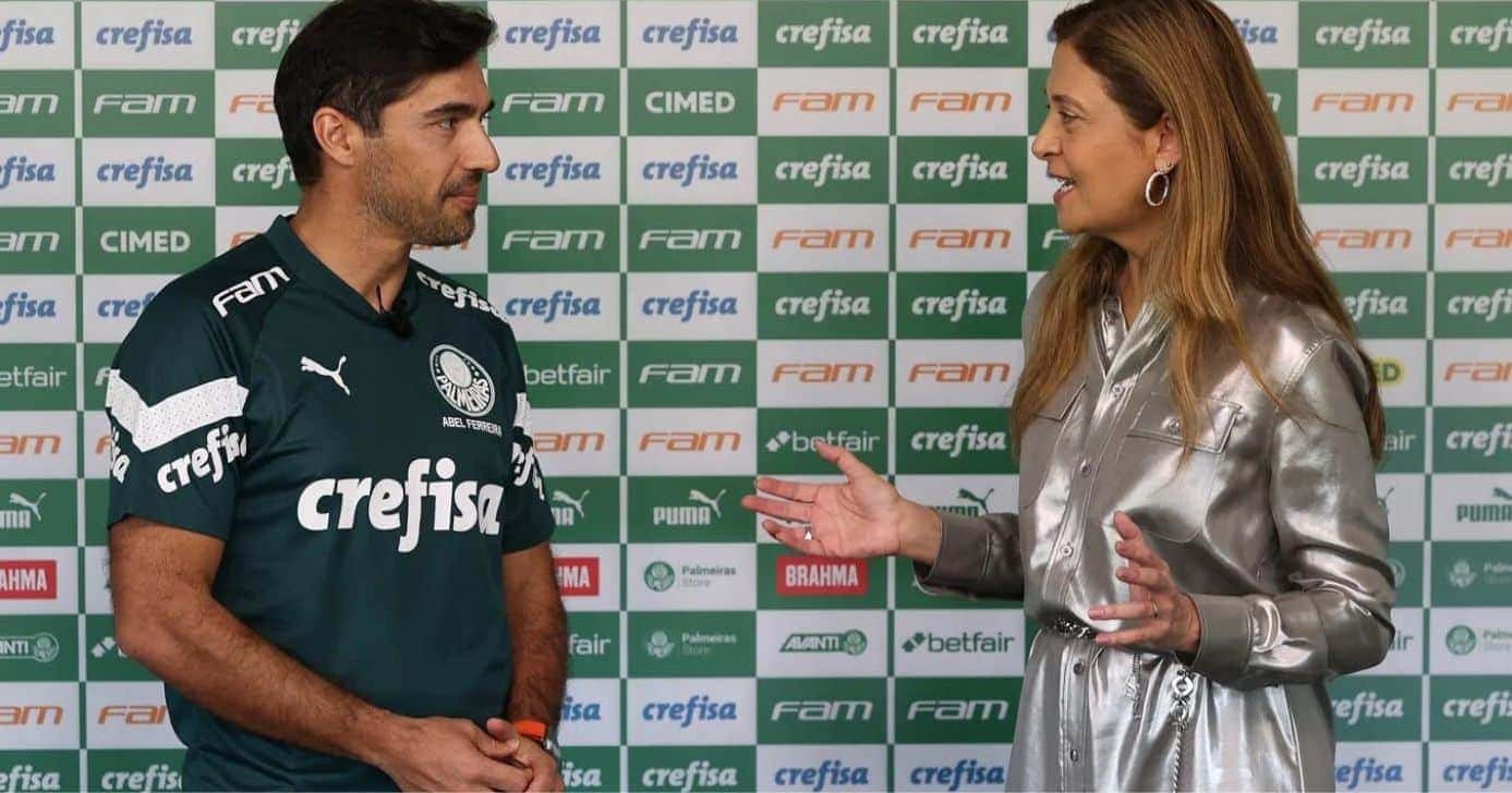 Abel Ferreira e Leila Pereira (Foto: Cesar Grego)