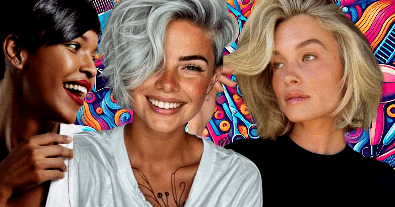 Tendência de corte de cabelo rejuvenesce e traz frescor às 45+ (Foto Reprodução/Montagem/Lennita/Tv Foco/Canva/Pinterest)