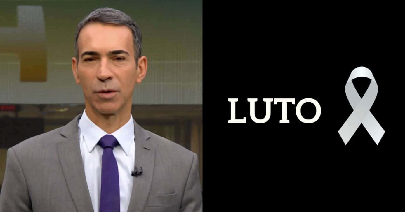 César Tralli no Jornal Hoje e imagem de luto (Fotos: Reproduções / Globo / Canva)