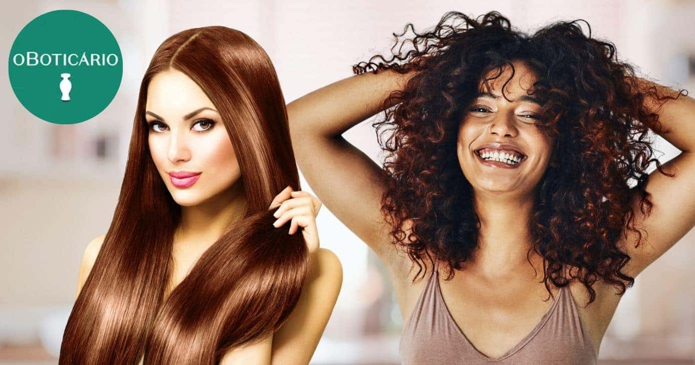 Logo do Boticário e modelos com cabelo hidratados (Fotos: Canva)