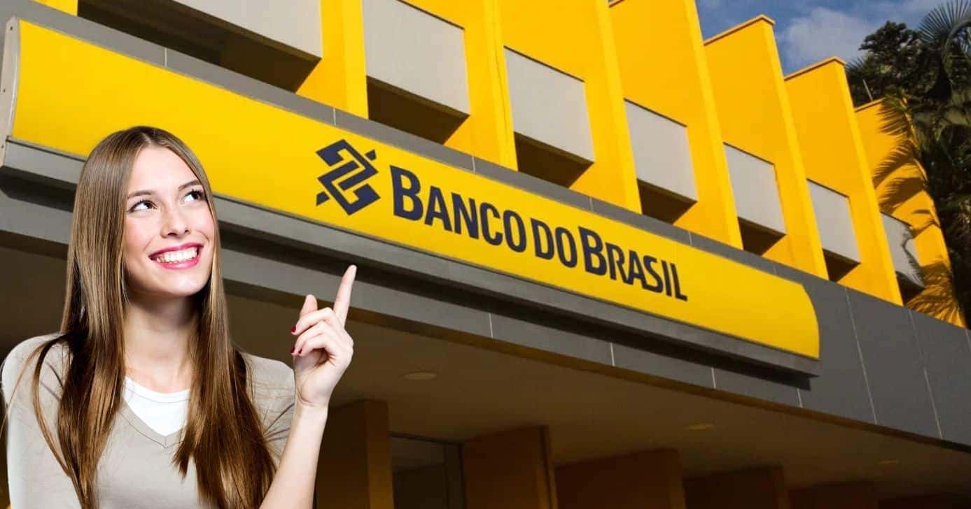 Mulher feliz e Banco do Brasil (Fotos: Reproduções / Canva/ Internet)