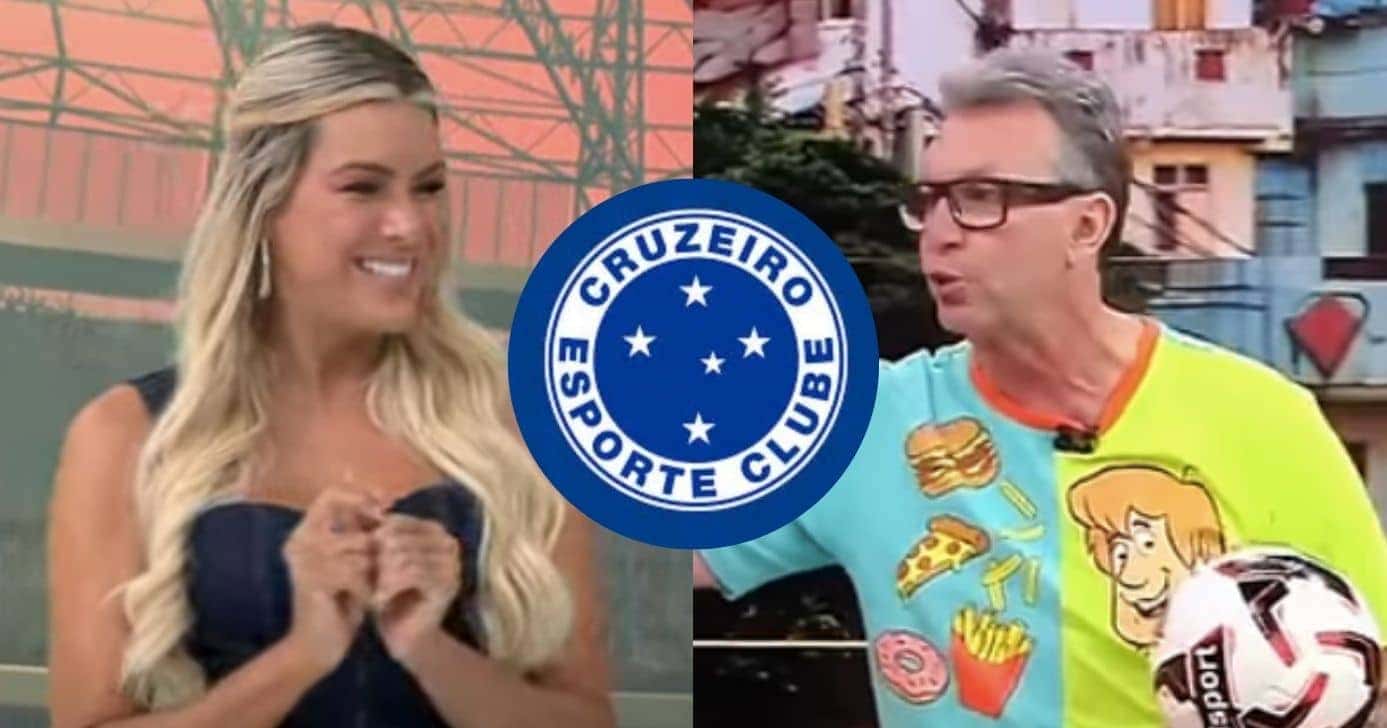 Renata Fan no Jogo Aberto, bandeira Cruzeiro e Neto no Os Donos da Bola (Fotos: Reproduções / Band / Internet)