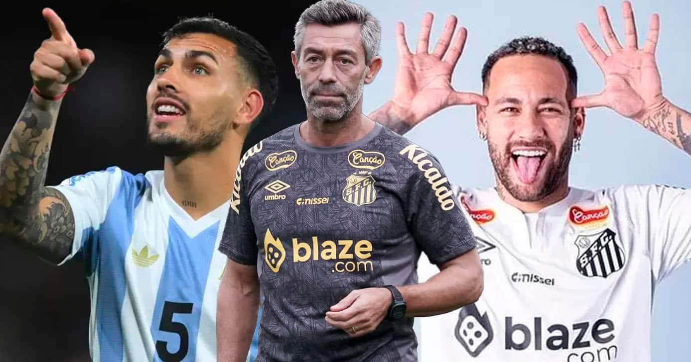 Santos - Neymar - Pedro Caixinha e Paredes (Foto: Reprodução)