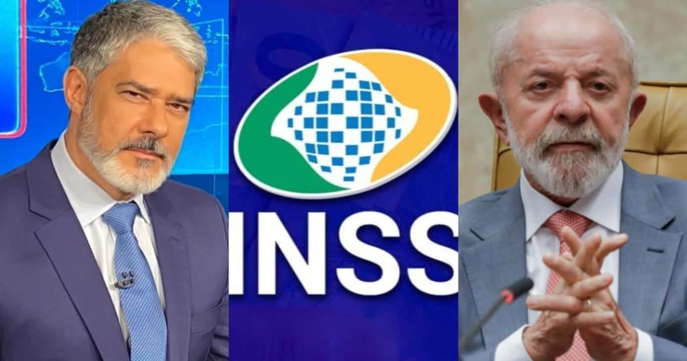 Bonner paralisa JN com nova lei de Lula ao INSS que chega como presente aos idosos 60+ - Foto: Montagem