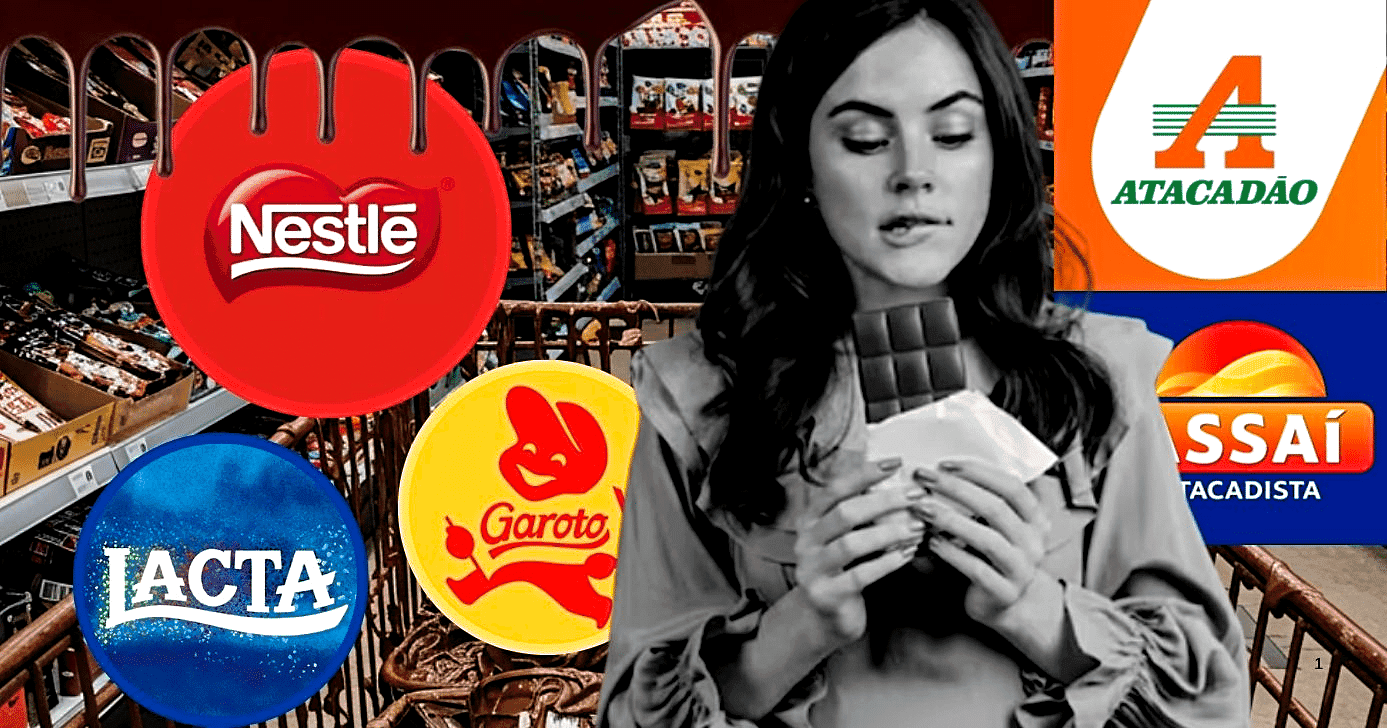 Cinco chocolates, das principais marcas como Nestlé, Lacta e Garoto, deram adeus às prateleiras do Assaí e Atacadão (Foto Reprodução/Montagem/Tv Foco/Lennita/Canva/Bing/Freepik)