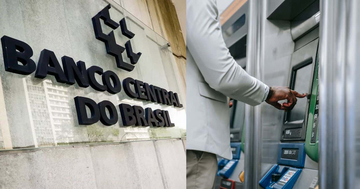 Banco Central e homem em caixa eletrônico (Fotos: Reproduções / Aloisio Maurício / Canva)
