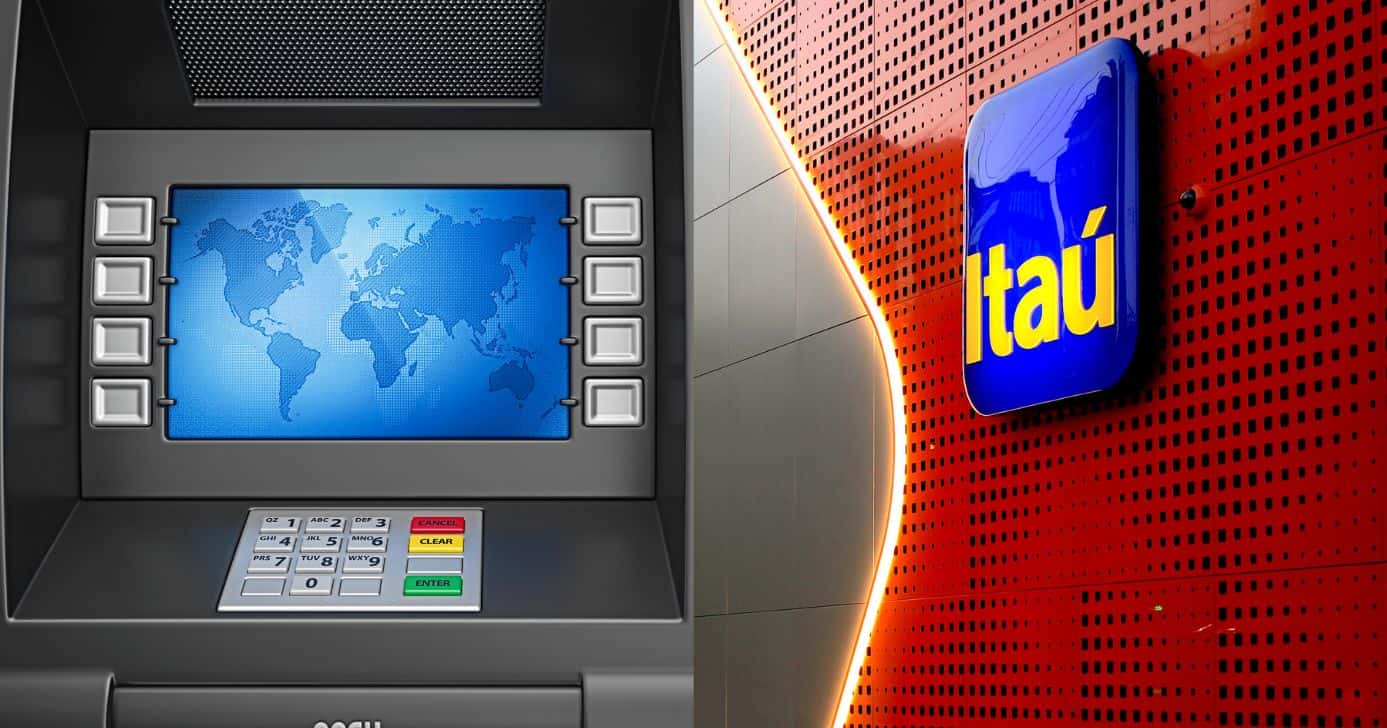 Caixa eletrônico e Itaú (Fotos: Reproduções / Canva / Divulgação)