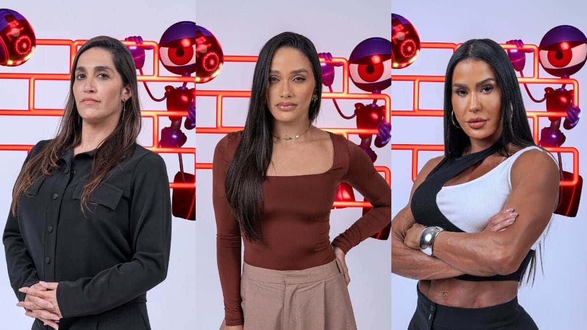 Daniele Hypólito, Eva e Gracyanne Barbosa estão no paredão do BBB25 (Foto: Fábio Rocha, Globo)