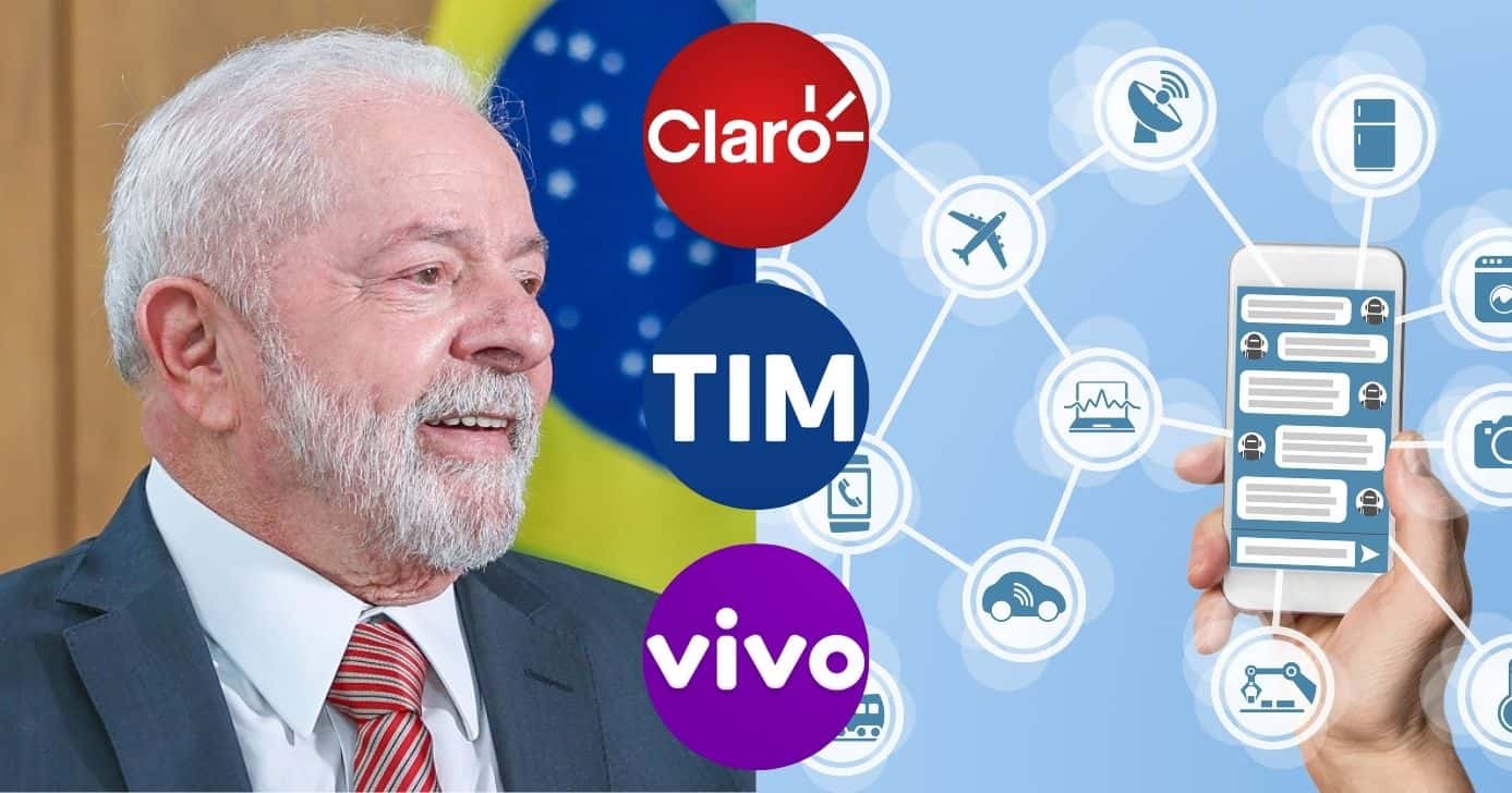 Luiz Inácio Lula da Silva, logo Claro, Tim e Vivo, e ilustração internet (Fotos: Reproduções / Ricardo Stuckert / Internet / Canva)
