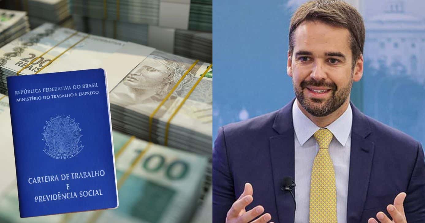 Notas de Real, carteira de trabalho e Eduardo Leite (Fotos: Reproduções / Canva / Maicon Hinrichsen)