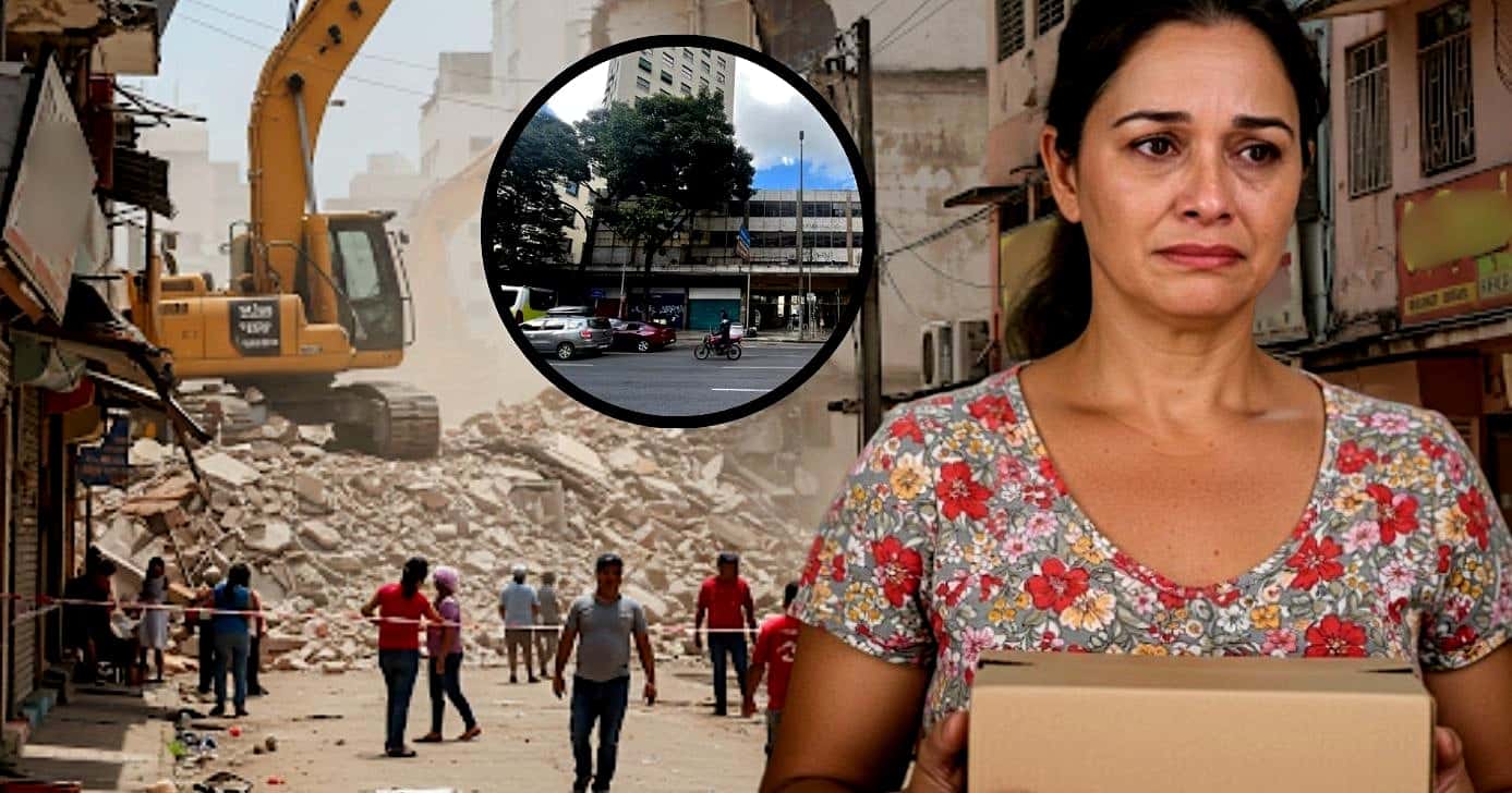 Demolição deixa centenas de lojistas despejados, em Belo Horizonte, BG,MG (Foto Reprodução/Montagem/Lennita/Tv Foco/Canva)