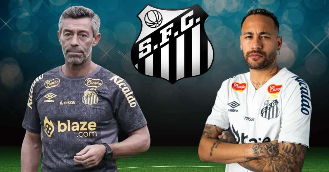 Pedro Caixinha, Santos e Neymar (Foto: Reprodução / SFC / Canva / Montagem TV Foco)