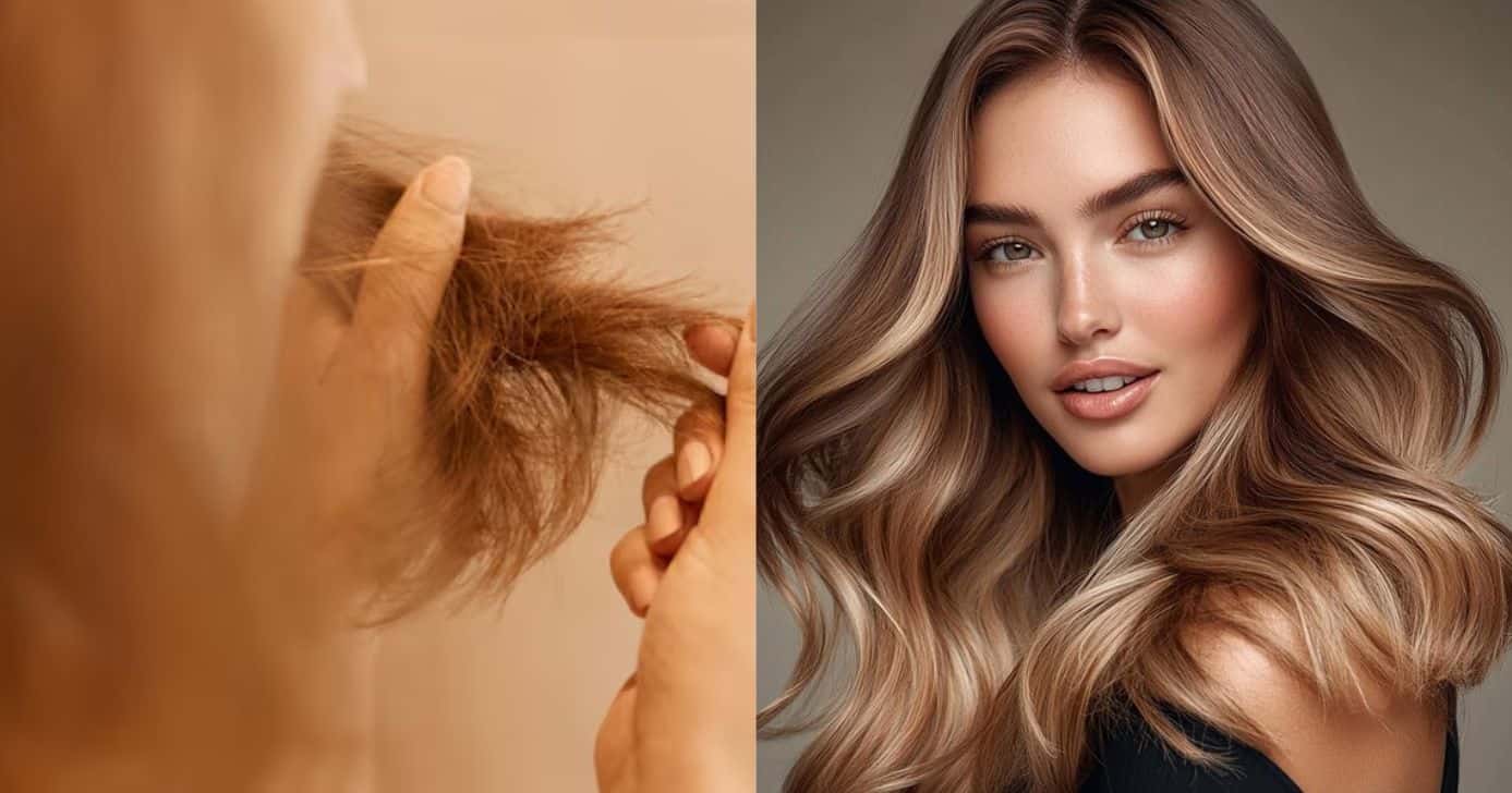 Antes e depois de cabelo ressecado (Fotos: Freepik)