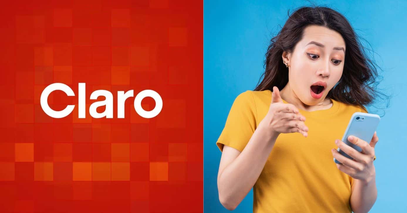 Claro e mulher olhando o celular (Fotos: Reproduções / Internet / Canva))