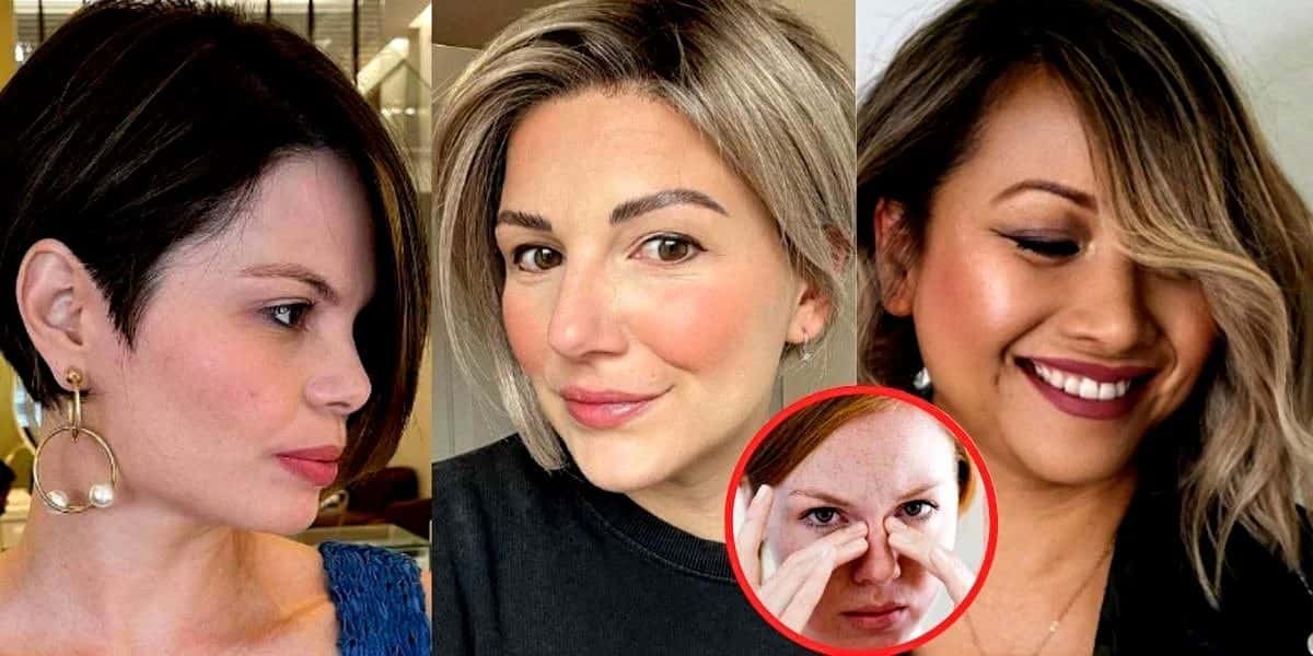 Cortes de cabelo eliminam o nariz grande (Foto Reprodução/Montagem/Tv Foco/Lennita/Pinterest/Canva)