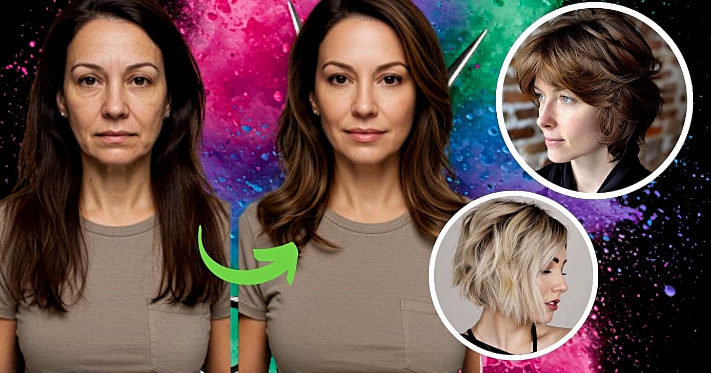 Cortes de cabelo rejuvenescedores fazem a cabeça das 45+ em 2025 (Foto Reprodução/Montagem/Tv Foco/Canva/Lennita)
