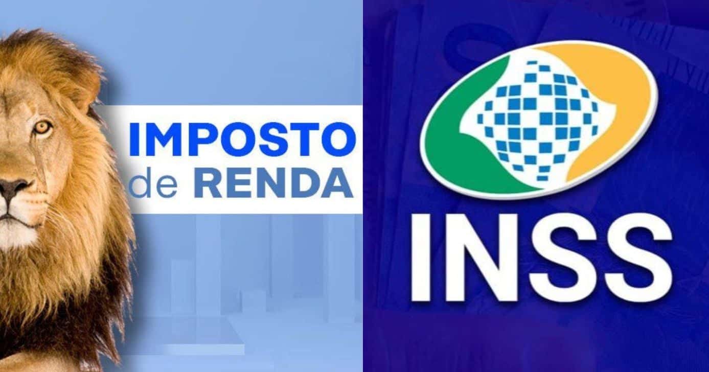 Ilustrações imposto de renda e logo do INSS (Fotos: Reproduções / Internet)