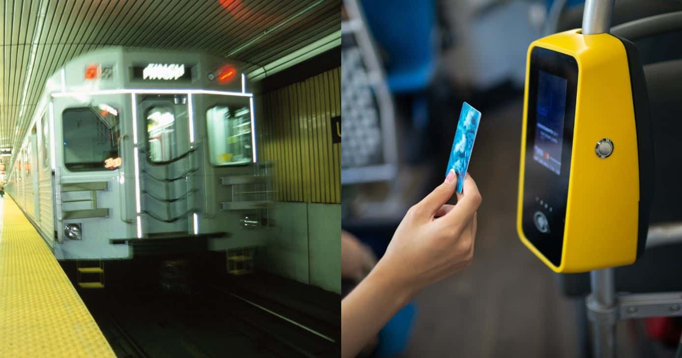 Metrô e pessoa utilizando cartão em ônibus (Fotos: Canva)