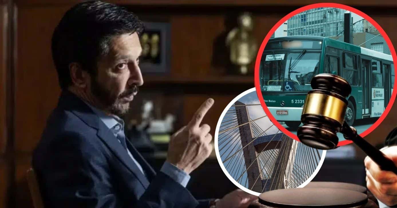 Novo decreto sancionado por Ricardo Nunes atinge linhas de ônibus em São Paulo (Foto Reprodução/Montagem/Lennita/Tv Foco/Canva/Maria Isabel Oliveira/Agência O Globo)