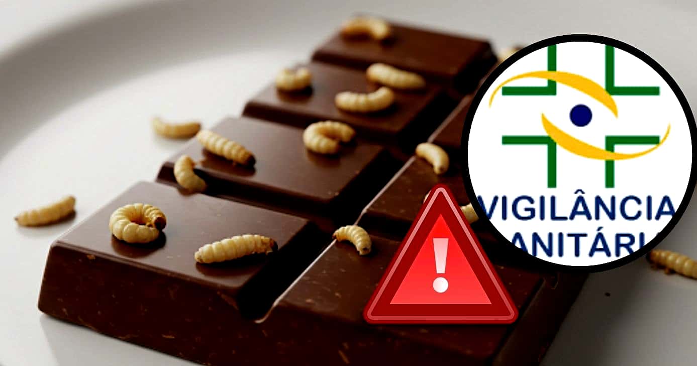 Vigilância interdita loja no Pará por chocolate com larvas (Foto Reprodução/Montagem/Tv Foco/Lennita/Canva)