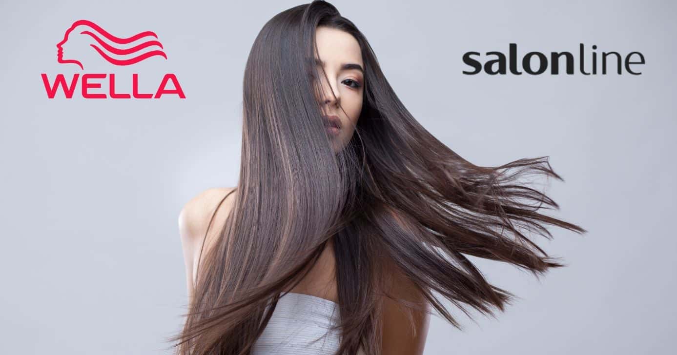 Wella, mulher com o cabelo liso e Salon Line (Fotos: Reproduções / Canva / Internet)