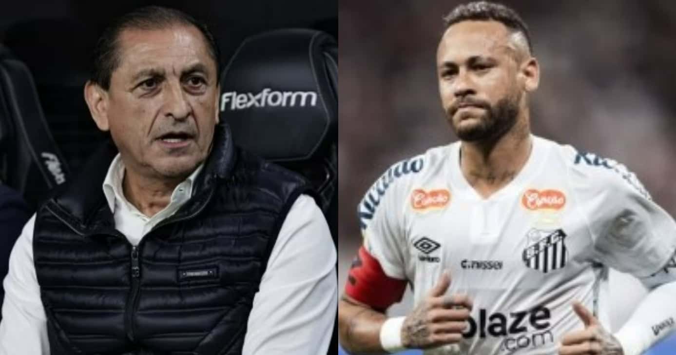 Corinthians sem chão: Ramón Díaz no Santos de Neymar em 2025 (Foto: Reprodução/Montagem TV Foco)
