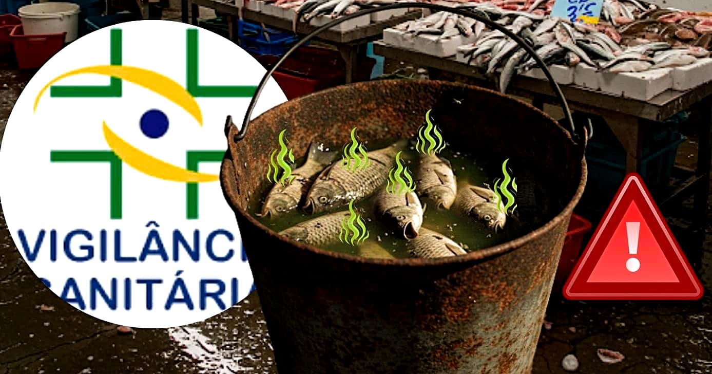 Empresas de pescados é interditada pela Vigilância após descoberta de podridão (Foto Reprodução/Montagem/Tv Foco/Canva/Lennita)