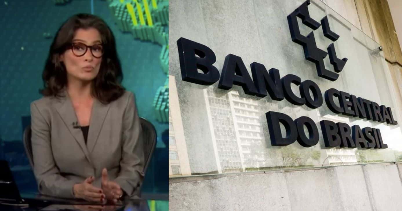 Renata Vasconcellos no Jornal Nacional e Banco Central (Fotos: Reproduções / Globo / Aloisio Maurício)