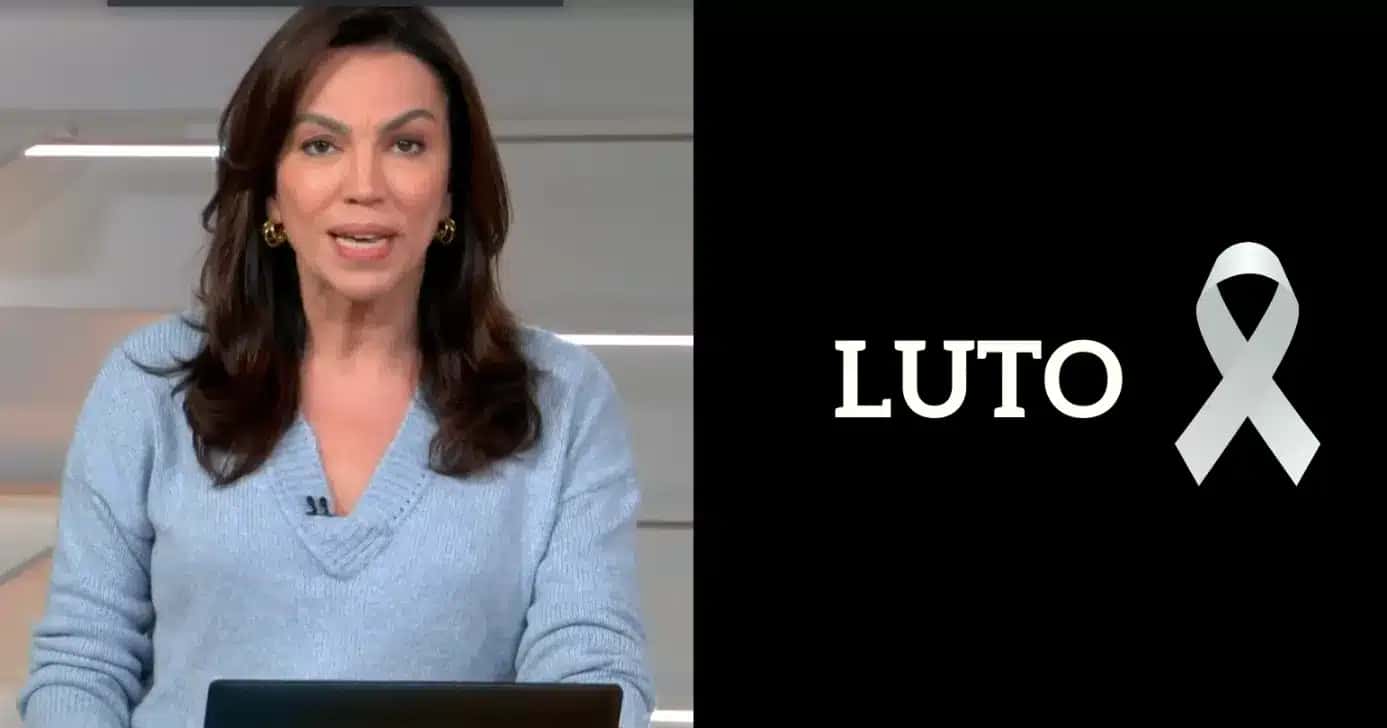 Ana Paula Araújo no Bom Dia Brasil e imagem de luto (Fotos: Reproduções / Globo / Canva)